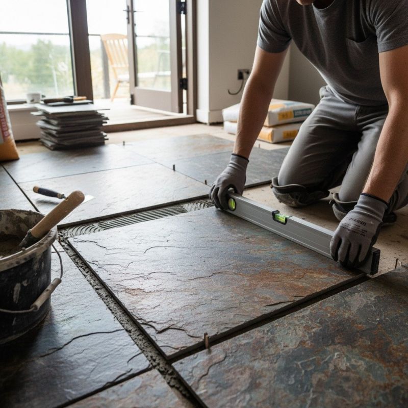 Slate Tile Floor Installation